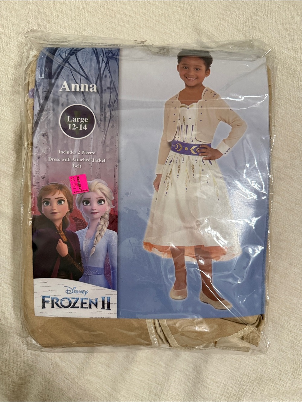 Disney Anna Beige and Purple Girls Costume Dress with Jacket